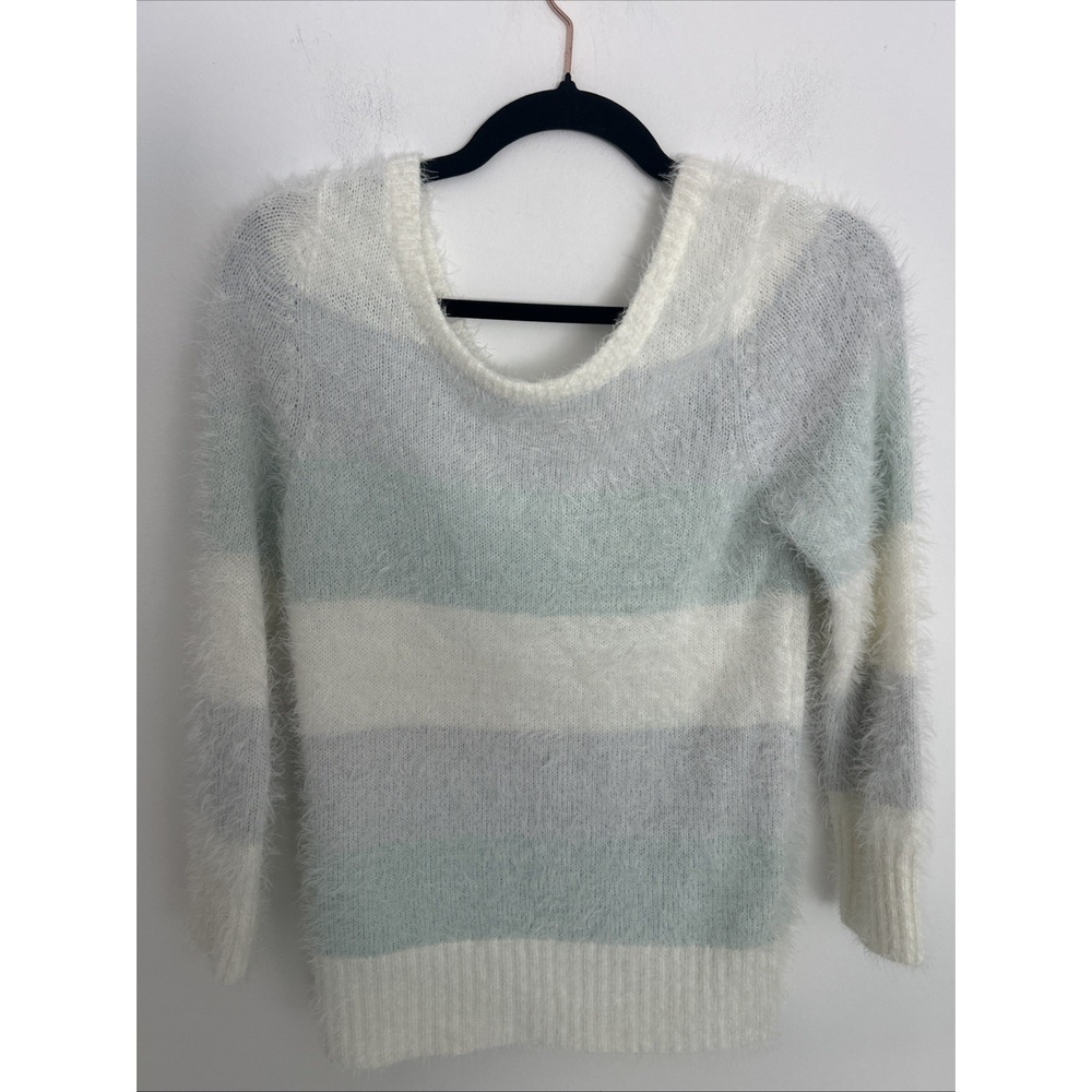 Delia's Women's‎ S Striped Fuzzy Scoop Neck Sweater